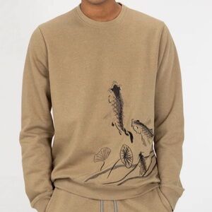 Blind Rooster Embroidered Koi Fish Crewneck Sweatshirt | Olive | L